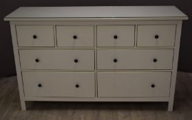 Ikea white chest of eight drawers, W160 x D50 x H96cm
