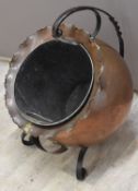 Arts & Crafts copper and wrought iron coal bucket or scuttle in the manner of Christopher Dresser or