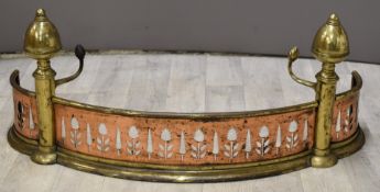 Copper and brass Arts and Crafts or Art Nouveau fire fender, width 98cm