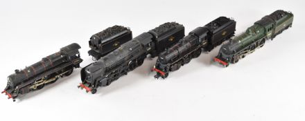 Four 00 gauge model railway steam tender locomotives comprising kit built finescale 5MT, two