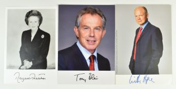 Tony Blair and William Hague autographed photographs, both 18 x 13cm, together with similar Margaret