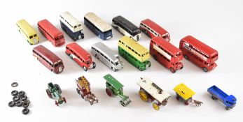 Thirteen Dinky Toys diecast model buses together with 6 Lesney Matchbox and Models of Yesteryear.