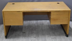 Gordon Russell of Broadway light oak desk with three drawers below, W156 x  D80 x H74cm