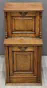 Edwardian oak two tier purdonium, W40 x D37 x H84cm