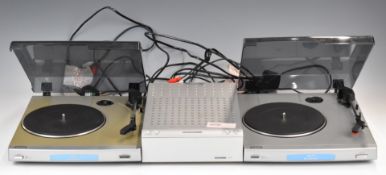 Marantz DR110 compact disc player and two Bush MTT1 turntables / record players.