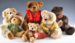 Six various Teddy bears including Aurora, Boyds Bears, Broadway Bears etc, largest 45cm tall.