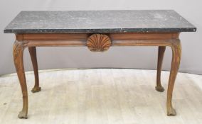 Irish Georgian mahogany side table with marble top, W145 x D71 x H80cm. Provenance: Somerville