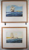A D Bell (1884-1966, pseudonym for Wilfred Knox) pair of watercolours of maritime scenes 'Out on the
