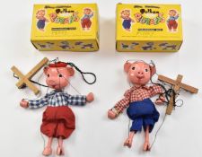 Two Pelham Puppets SL Pinky and SL Perky, both in original boxes.