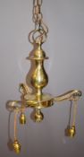 Arts & Crafts three branch electrolier or chandelier in the manner of Birmingham Guild of