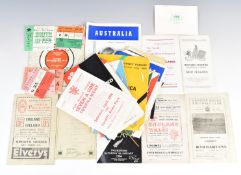 A collection of rugby union programmes and ephemera including England v Ireland 1934 with menu for