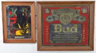 Early 'Genuine Bud, King of Beers' Budweiser lager advertising sign and a Job cigarettes advertising