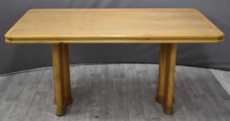 Windmill Furniture London Art Deco style oak jointed board room or dining table, with moulded double