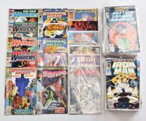 Over one hundred and forty Marvel and DC comics to include Iron Man, Justice League of America,