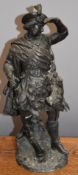 Spelter figure of a Scottish hunter with game, height 37cm