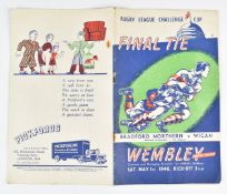 Rugby League Challenge Cup Final Tie 1948 programme for Bradford Northern v Wigan at Wembley