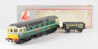 Lima 0 gauge diesel locomotive in original box and a Pounsbery private owner wagon
