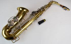 Early 1970s Buescher Aristocrat alto saxophone with Rico Royal B5 mouthpiece, saxophone serial
