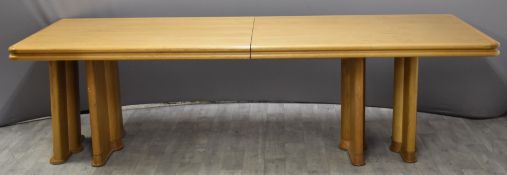 Windmill Furniture London Art Deco style oak jointed board room or dining table, with moulded double