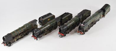 Four 00 gauge model railway steam tender locomotives comprising Airfix and fine scale kit built