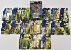 Seventeen Kenner Star Wars Power of the Force green backing card action figures including Dengar,