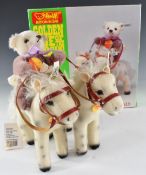 Steiff Golden Age of the Circus Bear Back Rider Set comprising two horses, reins and a Teddy bear,