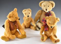 Four various Teddy bears comprising one Canterbury Bears 1995 with blonde mohair and growler (52cm