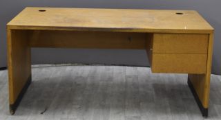 Gordon Russell of Broadway light oak desk, with two drawers below, W156 x  D80 x H74cm