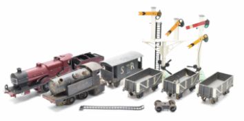 Hornby and other 0 gauge model railway locomotives and accessories comprising clockwork Midland