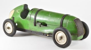 Vintage diesel engine powered model pylon racing car in the style of a 1930s single seat racing car,