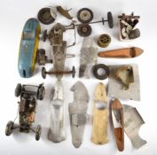 Part built vintage pylon racing model cars to include chassis fitted with Frog glow engine,