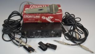 Melos DE-1 Echo BBD 1980s analogue delay effects unit, and a Frontline dual impedance microphone, in