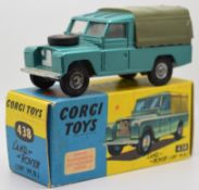 Corgi diecast model Land Rover 109 W.B. with metallic green body, yellow interior and silver hubs,