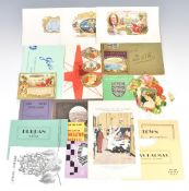 Victorian / Edwardian scrap album of ephemera including pamphlet of perforated but uncut