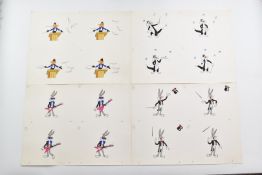 Five Warner Bros Looney Tunes character model sheets or similar comprising designs for Daffy Duck,