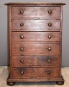 Pine apprentice collector's chest of six drawers, with dovetailed drawers, W40 x D22 x H56cm