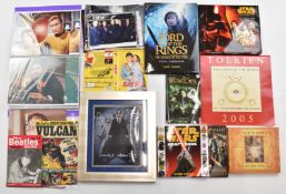 A collection of television and film memorabilia including a Vulcan comic number 1, Star Wars items