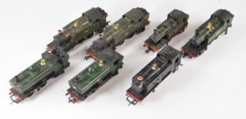 Seven 00 gauge GWR model railway tank locomotives comprising Mainline, Lima and Airfix Prairie
