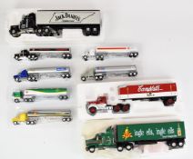 Nine Matchbox diecast model lorries and petrol tanker trucks to include Mobil Kenworth Aerodyne,