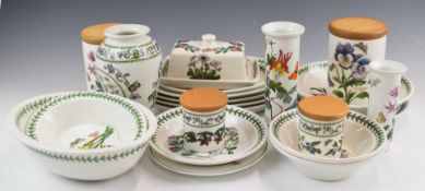 Portmeirion dinner and decorative ware decorated in the Botanic Garden pattern including clocks,