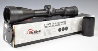 Aim Sports 3-12x50 tri-illuminated air rifle or similar scope, in original box
