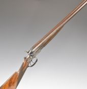 Deactivated English 12 bore side by side hammer action shotgun with engraved lock, hammers,
