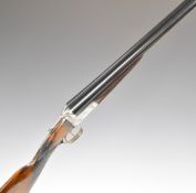 W R Pape 16 bore side by side ejector shotgun with named and engraved lock, engraved trigger