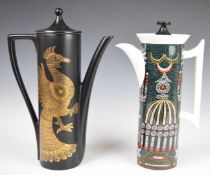 Portmeirion Magic City and Phoenix coffee pots, height 34cm