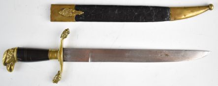 WW1 Imperial German dress dagger with brass eagle head pommel, lion head to end of S shaped cross