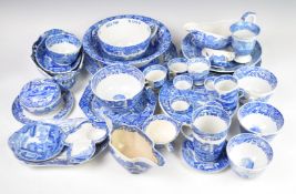Spode ceramics decorated in the Italian pattern including unusual cruet, pierced twin handled