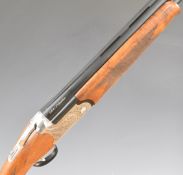 Kofs Zenith 12 bore over and under ejector shotgun with engraved locks and underside, chequered