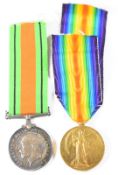 British Army WW1 Victory Medal and War Medal named to 33324 Pte A C Pickering, Hampshire Regiment