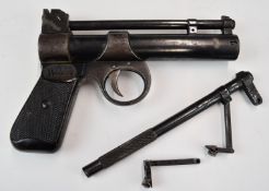 Webley Junior .177 air pistol with named and chequered grips, adjustable sights and spare barrel,