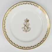 Sevres 19thC Napoleon III plate with Chateau Tuileries stamp to base, diameter 24.5cm